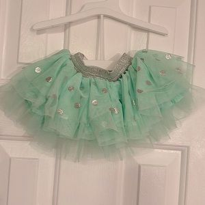 Cherokee 0-3 months Mint Green and Silver Tutu with Silver Dots